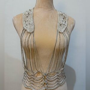 Badgley Mischka lace crochet vest